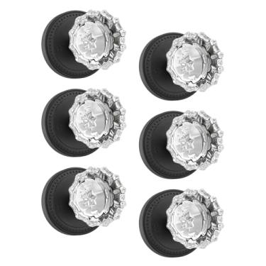 Imagem de Asidrama Pacote com 6 maçanetas de cristal de passagem preta com fechadura, maçanetas de vidro com maçanetas de vidro preto fosco interior para quarto ou banheiro, maçaneta de porta resistente para