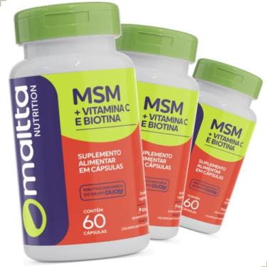 Imagem de 3x MSM Metilsulfonilmetano Biotina Vitamina C 180 Cápsulas Enxofre Org