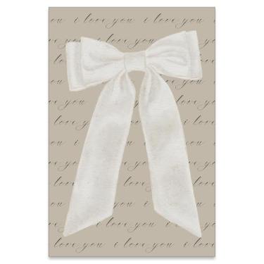 Imagem de rumlud Arte de parede em tela com laço bege bonito minimalista I Love You Pintura estética moderna para decoração de parede de quarto de apartamento feminino 40,6 x 61 cm sem moldura