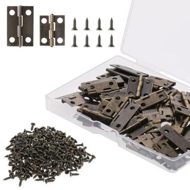 Imagem de 30 mini dobradiças pequenas, mini dobradiça decorativa retrô, dobradiça dobrável em miniatura de aço inoxidável, dobradiça de rotação de 180 graus com parafusos para armário de madeira para artesanato