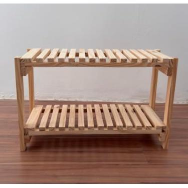 Imagem de Sapateira Estante Organizadora De Pinus Multiuso Hall de Entrada Moderno com 2 Andares