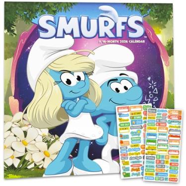 Imagem de Calendário Smurfs 2 2026 - Deluxe 2026 Smurfs Movie Wall Calendar Bundle com mais de 100 adesivos de lembrete com Papa, Hefty, Vanity, Brainy e Smurfette (presentes gargamel, material de escritório)