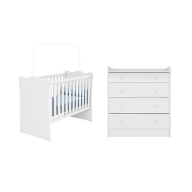 Imagem de Quarto Infantil Berço e Cômoda Trocador Branco - Qmovi