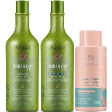 Imagem de Kit Inoar Argan Sh+cond2x1l+creme De Pentear Meu Cacho 500ml - NoBrand