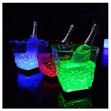 Imagem de Balde de gelo, barril de vinho, champanhe, refrigerador, barril de cerveja, balde de gelo de LED colorido, balde de gelo, LED, transparente, champanhe, isolamento, cerveja, geladeira, recarregável