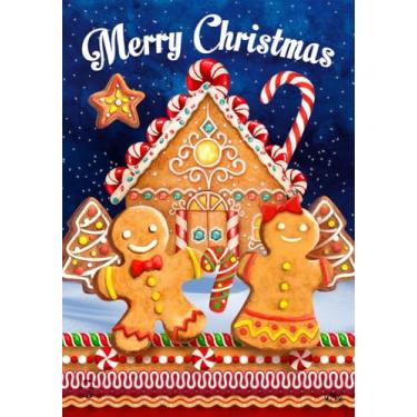 Imagem de Casa de gengibre bandeira de jardim de Natal 45,7 cm x 31,8 cm Briarwood Lane