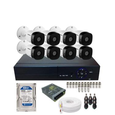 Imagem de Kit 8 Câmeras Intelbras 1120b Hd  Dvr De 08 Canais Alta Performance Com Hd 500gb Incluso