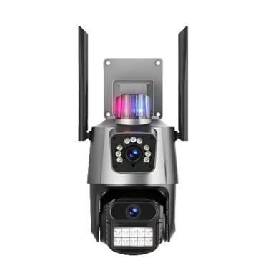 Imagem de Câmera De Segurança Externa Lente Dupla 4k Led Sirene Policial