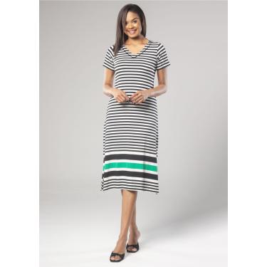 Imagem de Vestido Pau a Pique Listrado Preto e Verde