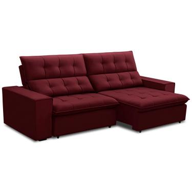 Imagem de Sofá Retrátil Reclinável Para Sala 3 Lugares 250cm Vincent F04 Veludo Vermelho - Lyam Decor