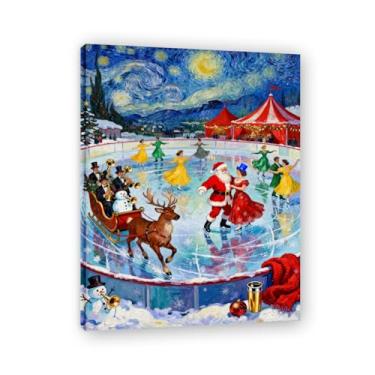 Imagem de Pôster de Natal de casa de fazenda, estampa de férias de inverno, decoração de parede de Natal vintage para decoração de galeria de quarto de fazenda A56. Moldura interna 40x50cm-15,8x19,7 pol