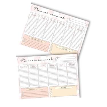 Imagem de Kit 2 Planner Semanal A4 Floral Laranja 50 Folhas Decorado