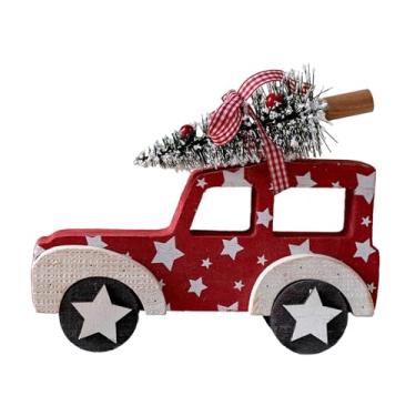 Imagem de KiBcsLic Enfeite de madeira para caminhão, decoração de Natal, decoração de mesa de Natal, peça central de mesa decorativa, presente de Natal para festa de de, Vermelho