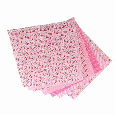 Imagem de RiToEasysports Suíte de Roupa de Cama de Tecido de Algodão Pré-cortado Quadrados Variados Artesanato DIY 7 Peças para Quilting Costura Decoração de Casa Cor Brilhante Padrão Floral Claro Tamanho 50