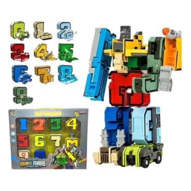 Imagem de Brinquedo Infantil Bloco de Montar Números e Veículos Transforma em Ro