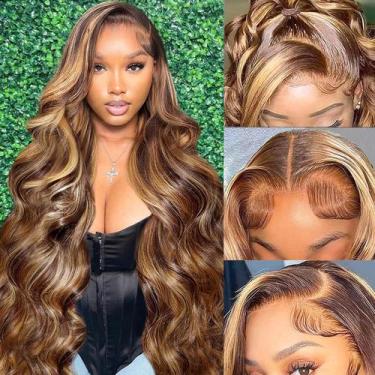 Imagem de Peruca frontal de renda GAOYIFU Ombre Human Hair Body Wave 70cm