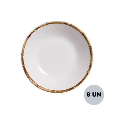 Imagem de Jogo 8 Pratos Fundo Bowl Coup Cerâmica Bambu Scalla 20cm