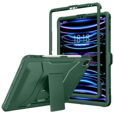 Imagem de DTTO Capa para iPad Pro de 13 polegadas (M5/M4) 2025/2024, iPad Air de 13 polegadas (M2) 2024, capa protetora robusta à prova de choque com suporte embutido, verde