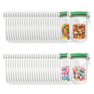 Imagem de Embalagem com 100 sacos reutilizáveis para frascos de pedreiro transparentes ziplock sacos seláveis para lanches, especiarias, doces, biscoitos (verde - pacote com 100, 3,2 x 4,3 polegadas/45,4 g)