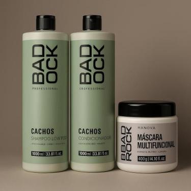 Imagem de Kit Shampoo e Condicionador 1L Cachos Máscara Multifuncional 400g Bad 