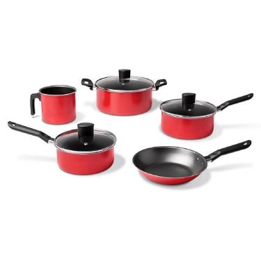 Imagem de Jogo De Panelas Garlic Vermelho 5 Peças - 7001-100 - Brinox