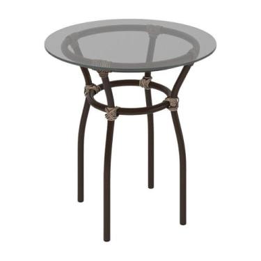 Imagem de Mesa Centro Jardim 50cm Vidro Junco Cr8004 Café - MULTIMOVEIS