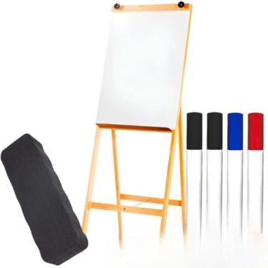 Imagem de Quadro Cavalete Madeira Flip Chat Porta Blocos Com 4 Canetas E Apagador 150 * 60cm
