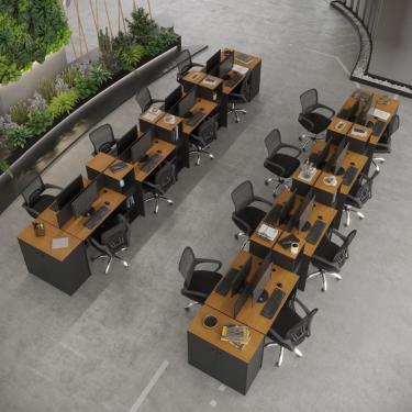 Imagem de Estação De Trabalho 16 Lugares Office Tech 16 Mesas 12 Armár - Preto E Cedro Preto E Cedro