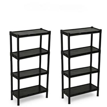 Imagem de Prateleira Organizadora, KIT 2 Estante com 5 Prateleira Organizadora de Plástico Modular Multiuso para Cozinha, Quarto(KIT c/ 4 Prateleiras)