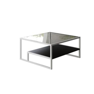 Imagem de Mesa De Centro Toledo Branca Com Tampos Preto e Vidro