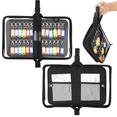 Imagem de Homakover Organizador de chaves portátil com zíper, fichário impermeável com 24 ganchos e etiquetas, gerente de chaves para vendas de imóveis, hotéis, aluguel de carro