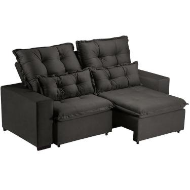 Imagem de Sofá Retrátil e Reclinável 3 Lugares Rincão Yares Suede Chumbo, 230 cm