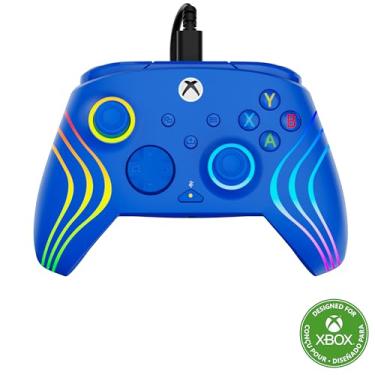 Imagem de Turtle Beach Afterglow Wave Blue Wired RGB Gaming Controller with Mappable Buttons, Hall-Effect Hair Triggers and Audio Controls. Licensed for Xbox Series X orS, Xbox One & Windows