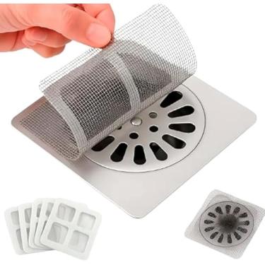 Imagem de Filtro Adesivo para Ralo 10×10 cm – Kit 10 Unidades Protetor Coletor de Cabelo e Resíduos, Instalação Adesiva Sem Furos, Descartável