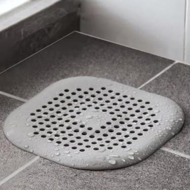 Imagem de 10 peças coletor de cabelo de silicone com ventosa acessórios de banheiro protetor de ralo de chuveiro filtro de ralo de pia rolha de cabelo para chuveiro, cozinha, banheiro, banheira, cinza