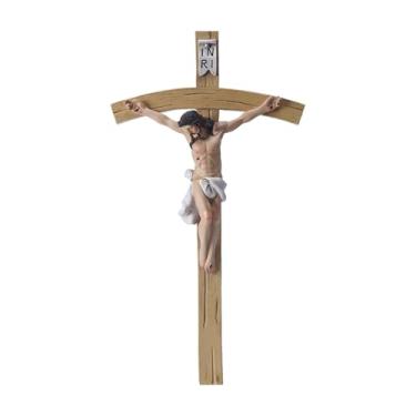 Imagem de XLWLLNJ Cruz de Parede Decorativa com 32 cm (12,6 polegadas) - Estátua de Jesus Crucifixo para Decoração Inspiradora de Casa, Porta e Capela - Coleção