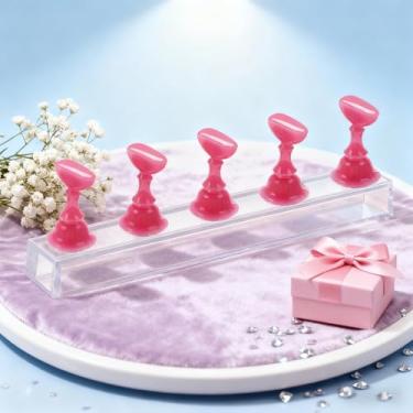 Imagem de 5 peças de suporte de exibição de ferramentas de arte de unhas, suporte magnético para prática de pintura de unhas falsas, acessórios de kit de treinamento de manicure