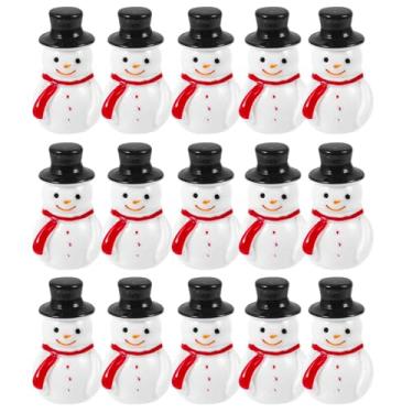 Imagem de SEWACC 20 peças, boneco de neve de Natal, enfeites de boneco de neve em miniatura de resina para artesanato DIY, micro decoração de paisagem, suprimentos de festa de aniversário, 2,8 cm