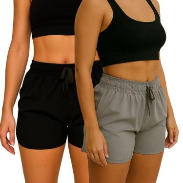 Imagem de Kit com 2 Shorts Feminino Fitness Academia Praia Corrida Shortinho - R
