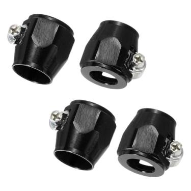 Imagem de HARFINGTON 4 peças 8AN Braçadeira de acabamento de mangueira de alumínio hexagonal para acabamento de mangueira de carro braçadeiras de tubo flexível com faixa de parafuso para combustível gás óleo ar