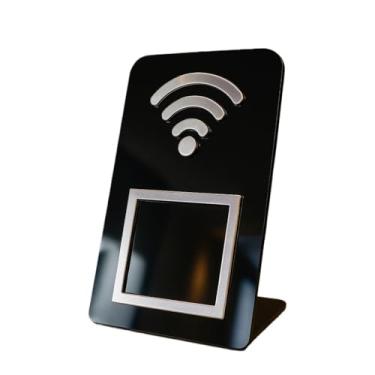 Imagem de Display Placa Qr Code Mesa Acrílico Espelhado Plaquinha(Branco Com Preto Wi-Fi,5 Unidades)