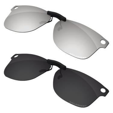 Imagem de Firtox Clipes de óculos de sol unissex polarizados para Ray-Ban Meta Wayfarer (Gen 2) RW4012 53 mm (tamanho 53-22), proteja seus olhos - titânio preto e prata sólido