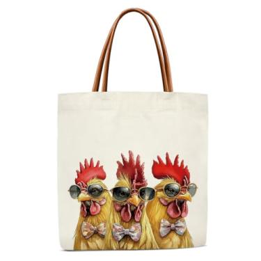 Imagem de lamocho Bolsa de galinha, bolsa de galinha, presentes de galinha para mulheres, sacola de lona de galo para mulheres, bolsa de compras de supermercado -V02