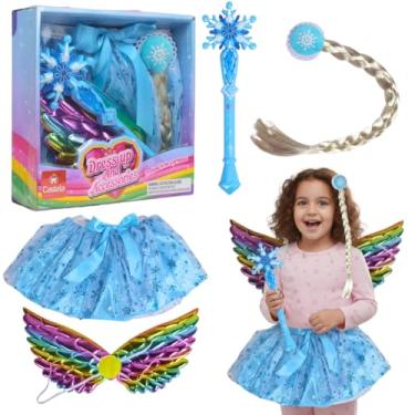 Imagem de Kit Fantasia Fada C/Asas Vestido Tranças e Varinha Magica C/Som e Luz - Castela