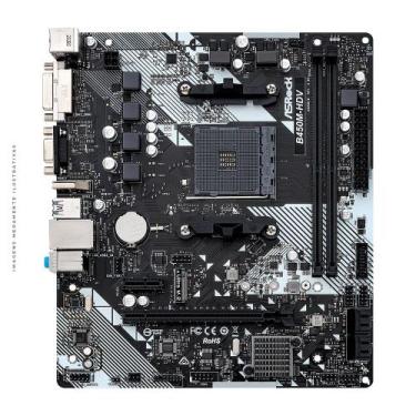 Imagem de Placa mãe ASRock B450M-HDV R4.0, AM4, ATX, DDR4, HDMI, VGA, DVI - 90-M