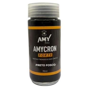 Imagem de Tinta Para Volante De Carro Couro Amycron Forte 90ml, Preto Fosco