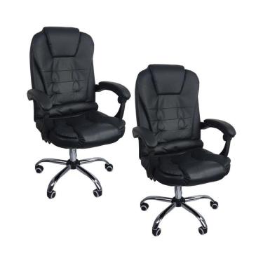 Imagem de Kit 2 Cadeiras De Escritório Presidente Reclinável Preto