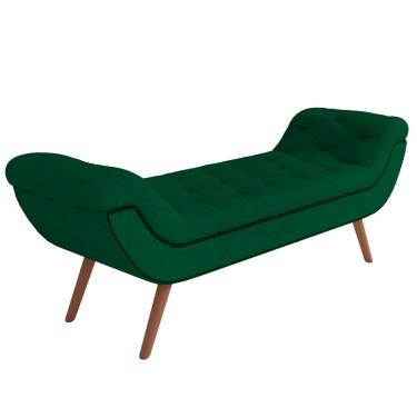 Imagem de Puff Recamier Decorativo com Tachas 195 cm Santorini P05 Bouclê Verde - Lyam Decor