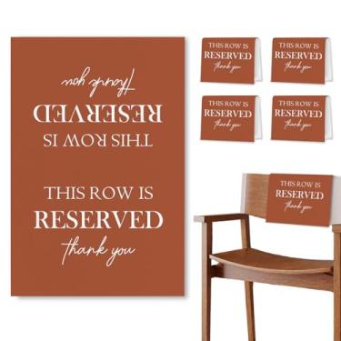 Imagem de ChissNook Placas reservadas para cadeiras de assento, esta fileira é reservada para bancos de igreja, decorações de casamento de terracota de outono para eventos de festas de recepção (laranja