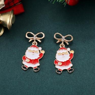 Imagem de Brincos de Natal para mulheres, árvore, Papai Noel, boneco de neve, brincos pendurados, roupas de Natal, acessórios de bijuteria, 2inch, Cobre, Sem pedra preciosa